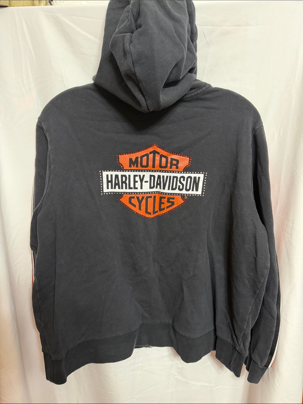 Harley-Davidson Black Zip-Up Hoodie with Orange Stripe - Picture 5 of 9